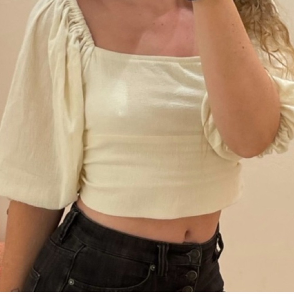Jen's Pirate Booty Cream Puff Sleeve Crop Top